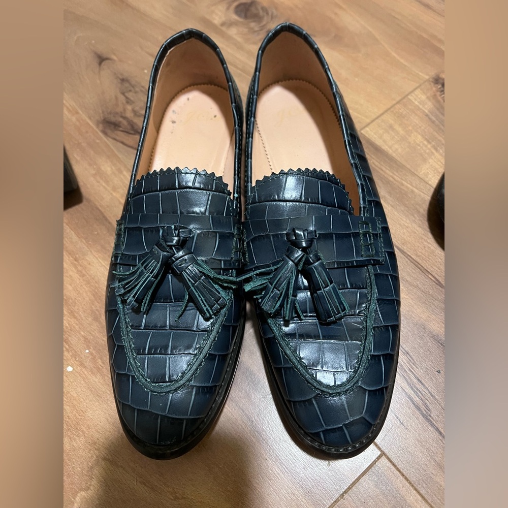 J.Crew women’s croc embossed Tassel Loafers